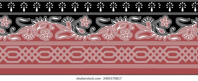 Digital Flowers Motif Design Watercolor Illustration. Design for Cover, Fabric, Textile, Wrapping paper Background Pattern