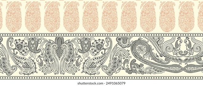 Digital Flowers Motif Design Watercolor Illustration. Design for Cover, Fabric, Textile, Wrapping paper Background Pattern