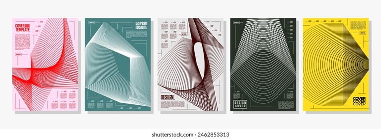 Digital flowing motion stripe line shape cover design set