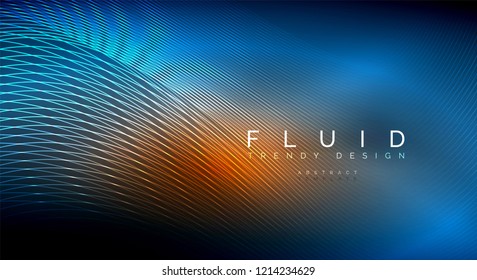 Digital flowing wave particles abstract background, vector smoke effect design