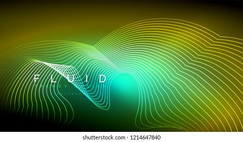 Digital flowing wave particles abstract background, vector smoke effect design