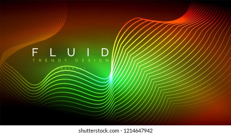 Digital flowing wave particles abstract background, vector smoke effect design