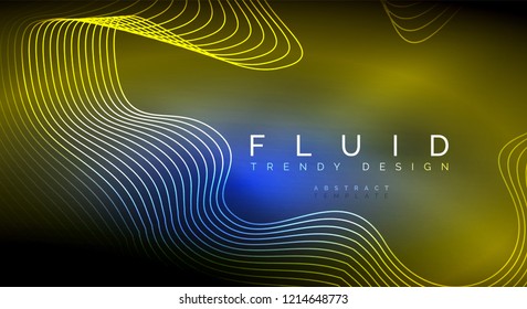Digital flowing wave particles abstract background, vector smoke effect design