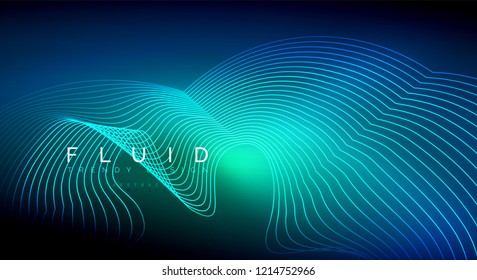 Partículas de onda de flujo digital fondo abstracto, diseño de efecto de humo vectorial