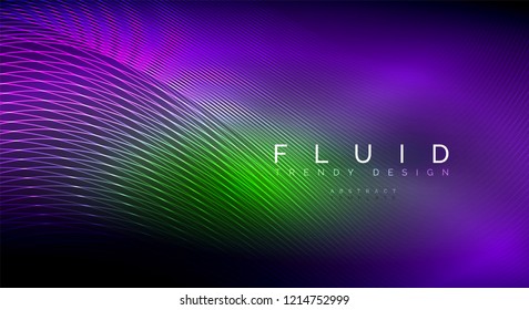 Digital flowing wave particles abstract background, vector smoke effect design