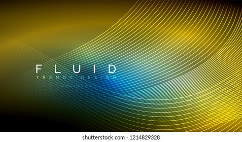 Digital flowing wave particles abstract background, vector smoke effect design
