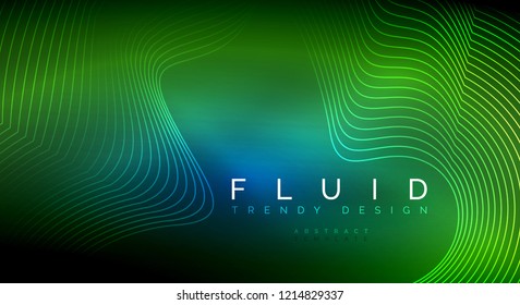 Digital flowing wave particles abstract background, vector smoke effect design