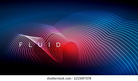 Partículas de onda de flujo digital fondo abstracto, diseño de efecto de humo vectorial