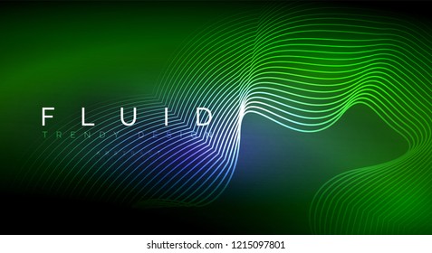 Digital flowing wave particles abstract background, vector smoke effect design