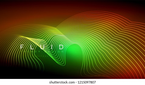 Partículas de onda de flujo digital fondo abstracto, diseño de efecto de humo vectorial