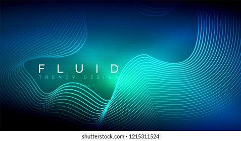 Digital flowing wave particles abstract background, vector smoke effect design