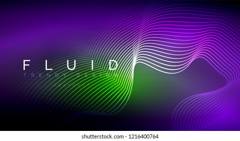 Digital flowing wave particles abstract background, vector smoke effect design