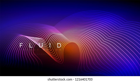 Partículas de onda de flujo digital fondo abstracto, diseño de efecto de humo vectorial