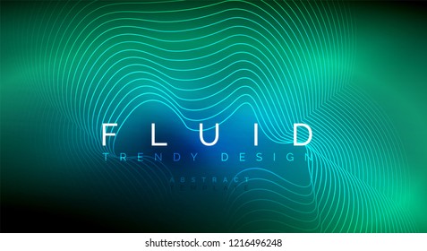 Digital flowing wave particles abstract background, vector smoke effect design