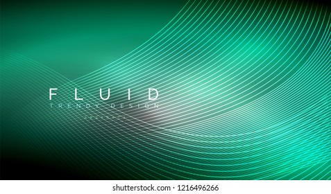 Digital flowing wave particles abstract background, vector smoke effect design