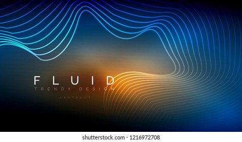 Digital flowing wave particles abstract background, vector smoke effect design