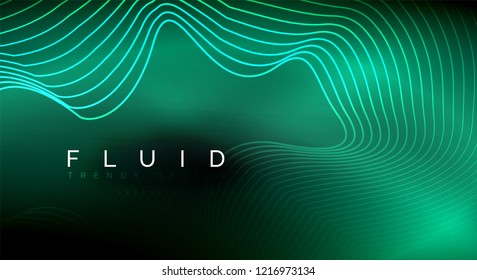Fundo abstrato de partículas de onda de fluxo digital, projeto de efeito de fumaça de vetor