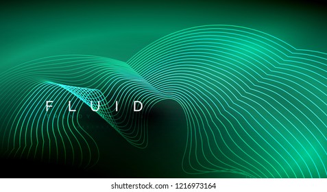 Digital flowing wave particles abstract background, vector smoke effect design