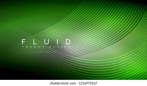 Digital flowing wave particles abstract background, vector smoke effect design