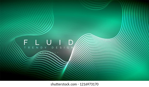 Partículas de onda de flujo digital fondo abstracto, diseño de efecto de humo vectorial