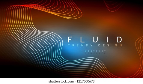Digital flowing wave particles abstract background, vector smoke effect design