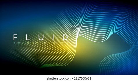 Digital flowing wave particles abstract background, vector smoke effect design