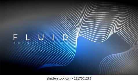 Digital flowing wave particles abstract background, vector smoke effect design
