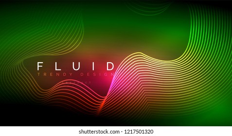 Digital flowing wave particles abstract background, vector smoke effect design
