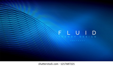 Digital flowing wave particles abstract background, vector smoke effect design