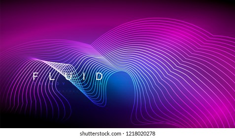 Digital flowing wave particles abstract background, vector smoke effect design