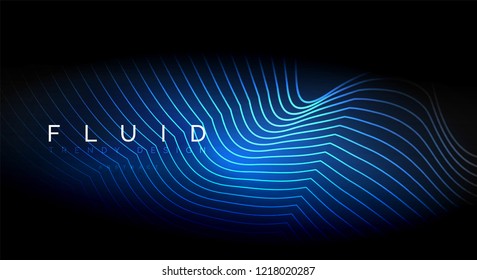 Digital flowing wave particles abstract background, vector smoke effect design