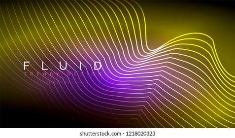 Digital flowing wave particles abstract background, vector smoke effect design