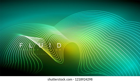 Digital flowing wave particles abstract background, vector smoke effect design