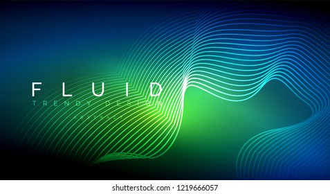 Digital flowing wave particles abstract background, vector smoke effect design