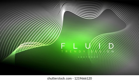 Digital flowing wave particles abstract background, vector smoke effect design