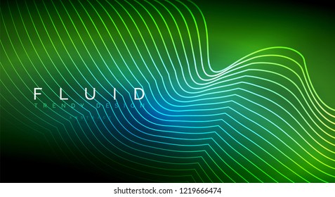 Digital flowing wave particles abstract background, vector smoke effect design