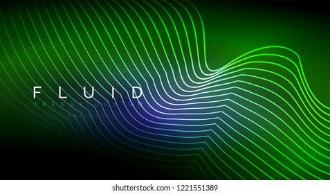 Digital flowing wave particles abstract background, vector smoke effect design