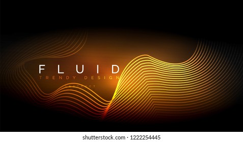 Digital flowing wave particles abstract background, vector smoke effect design