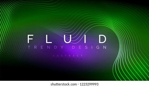 Digital flowing wave particles abstract background, vector smoke effect design