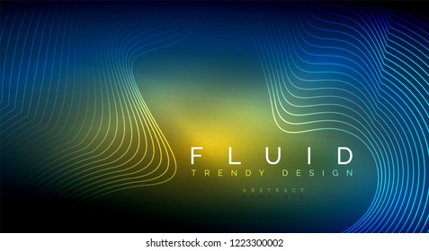 Partículas de onda de flujo digital fondo abstracto, diseño de efecto de humo vectorial