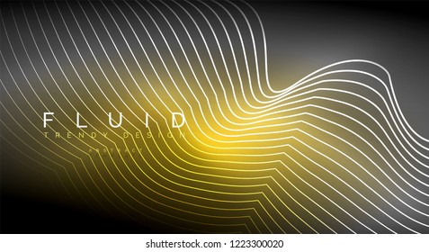 Digital flowing wave particles abstract background, vector smoke effect design