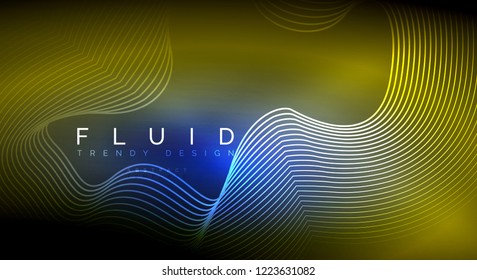 Digital flowing wave particles abstract background, vector smoke effect design