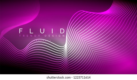 Digital flowing wave particles abstract background, vector smoke effect design