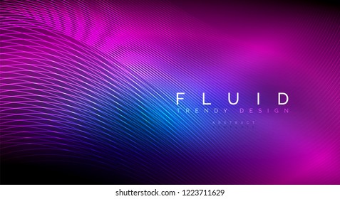 Digital flowing wave particles abstract background, vector smoke effect design