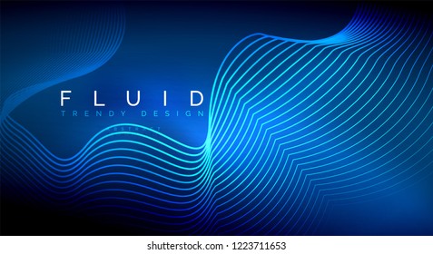 Digital flowing wave particles abstract background, vector smoke effect design