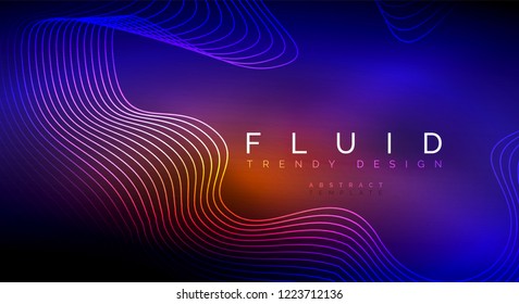 Digital flowing wave particles abstract background, vector smoke effect design