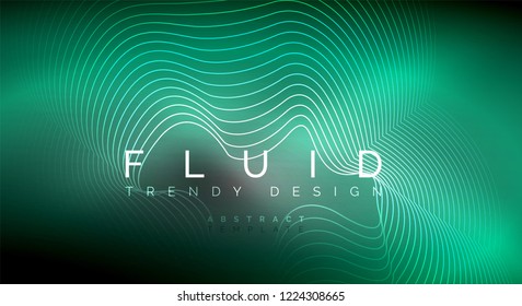 Digital flowing wave particles abstract background, vector smoke effect design