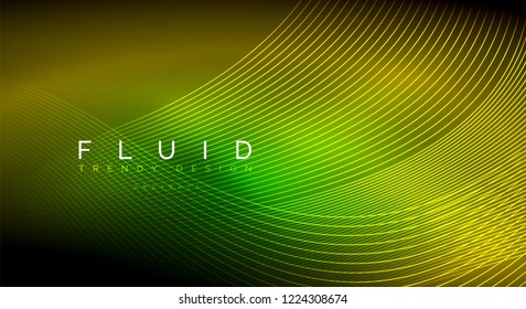 Digital flowing wave particles abstract background, vector smoke effect design