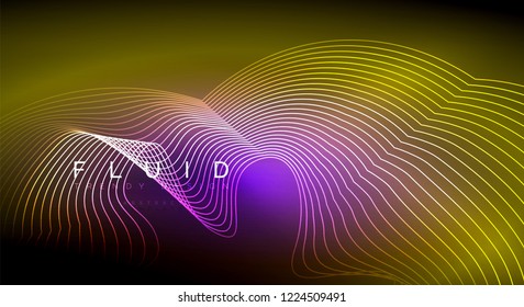 Digital flowing wave particles abstract background, vector smoke effect design