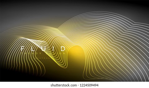 Digital flowing wave particles abstract background, vector smoke effect design